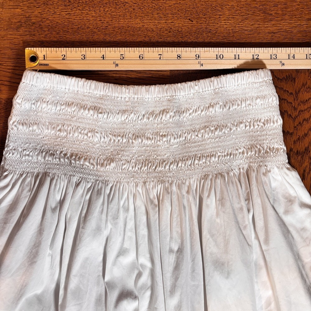 Madewell Maxi Skirt Womens Small Cottage Boho Smocked Waist Pockets Cotton White - Picture 7 of 9